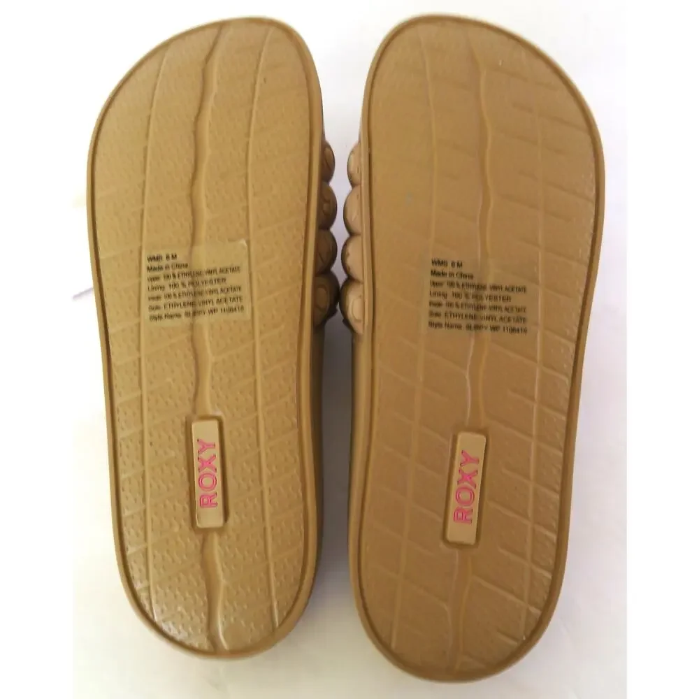 New Roxy Slippy WP Slide Sandals Women Sz 6 Beige - Picture 7 of 8
